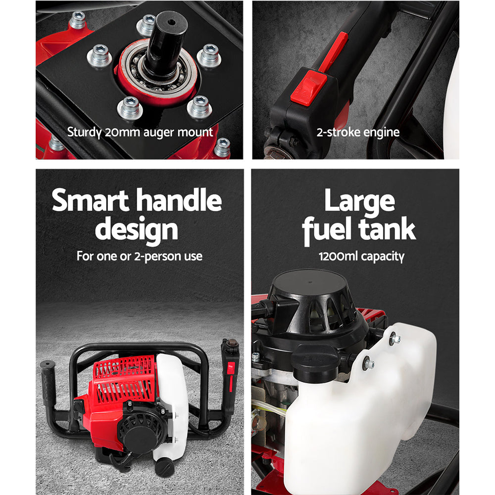 Giantz 80CC Post Hole Digger Diggers Only Motor Petrol Complete 80CC Earth Auger