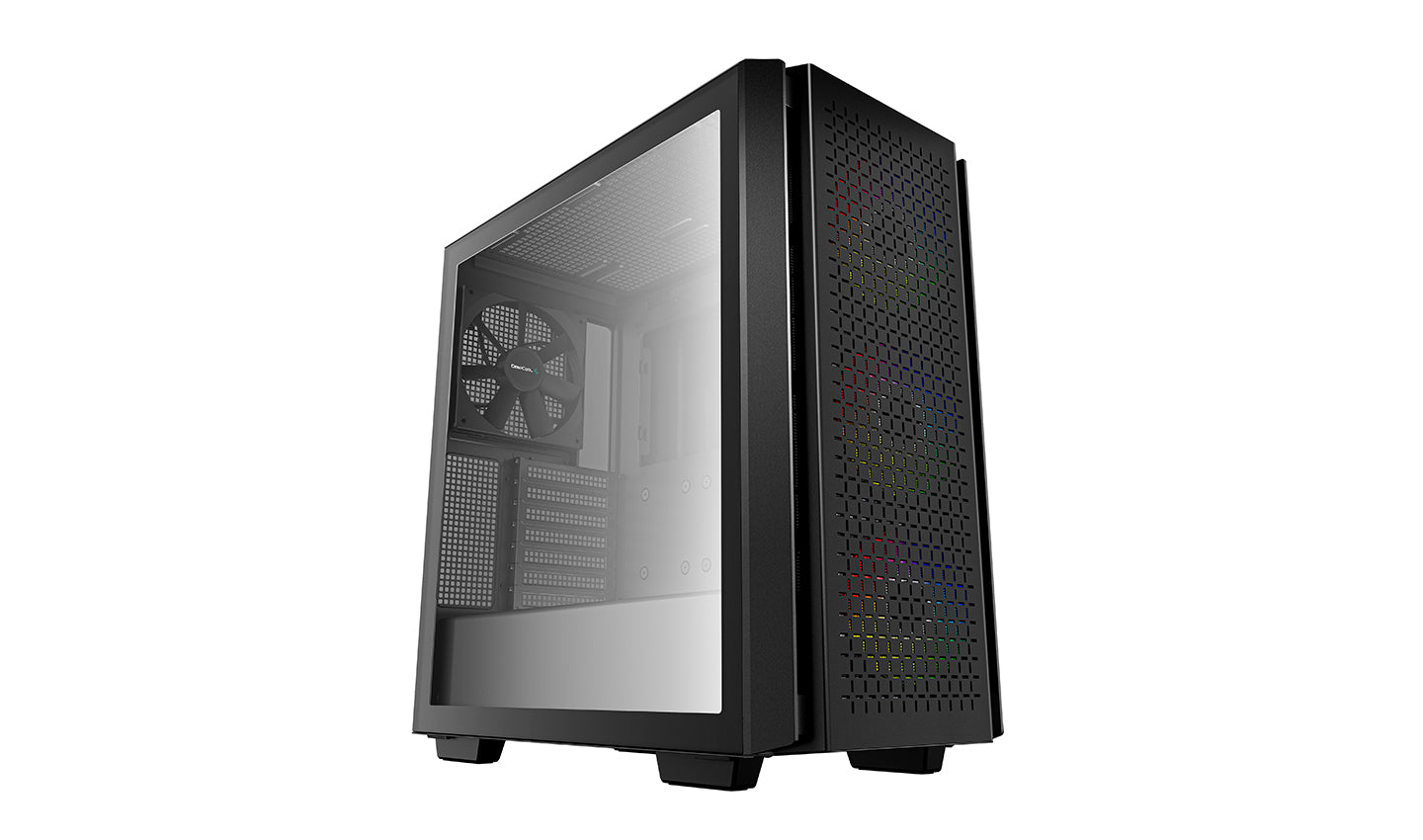 DEEPCOOL CG560 E-ATX Mid-Tower Case, Tempered Glass Side Panel, 4xPre-Installed Fans, 6 Fan Capacity, Abundant Airflow