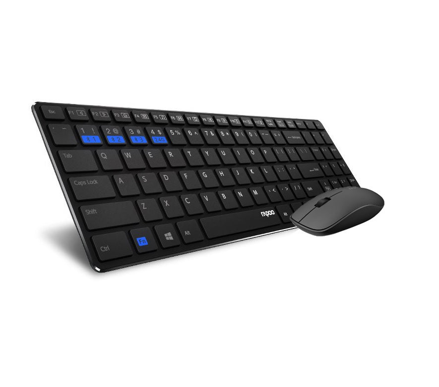 RAPOO 9300M Bluetooth & 2.4G Wireless Multi-mode Keyboard Mouse Combo Black - 1300DPI Spill-Resistant 5.6mm Ultra-Slim 9060M