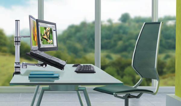 Atdec AF-AT-P with notebook tray - 525mm long pole with 422mm articulated arm. Max load: 8kg, VESA 100x100 - VISIDEC Focus Notebook Accessory Kit