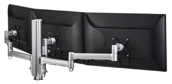 Atdec AWM Triple monitor arm solution - 710mm & 130mm articulating arms - 400mm post - F Clamp - black