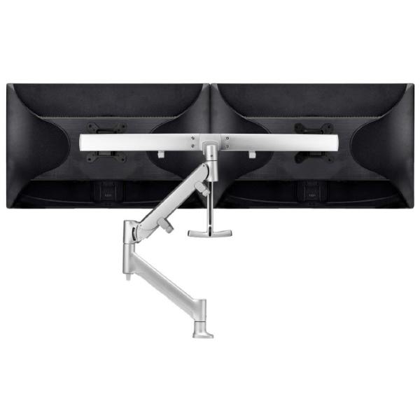 Atdec AWM Single Arm - Dual Rail - up to 2x 27" wide screens - <16kg - Grommet Clamp - Silver