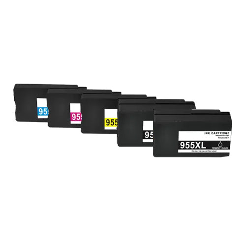 Compatible Premium 955XL High Yield Inkjet Cartridges Set of 5 - 2BK,1C,1M,1Y (L0S63AA - L0S72AA) - for use in HP Printers