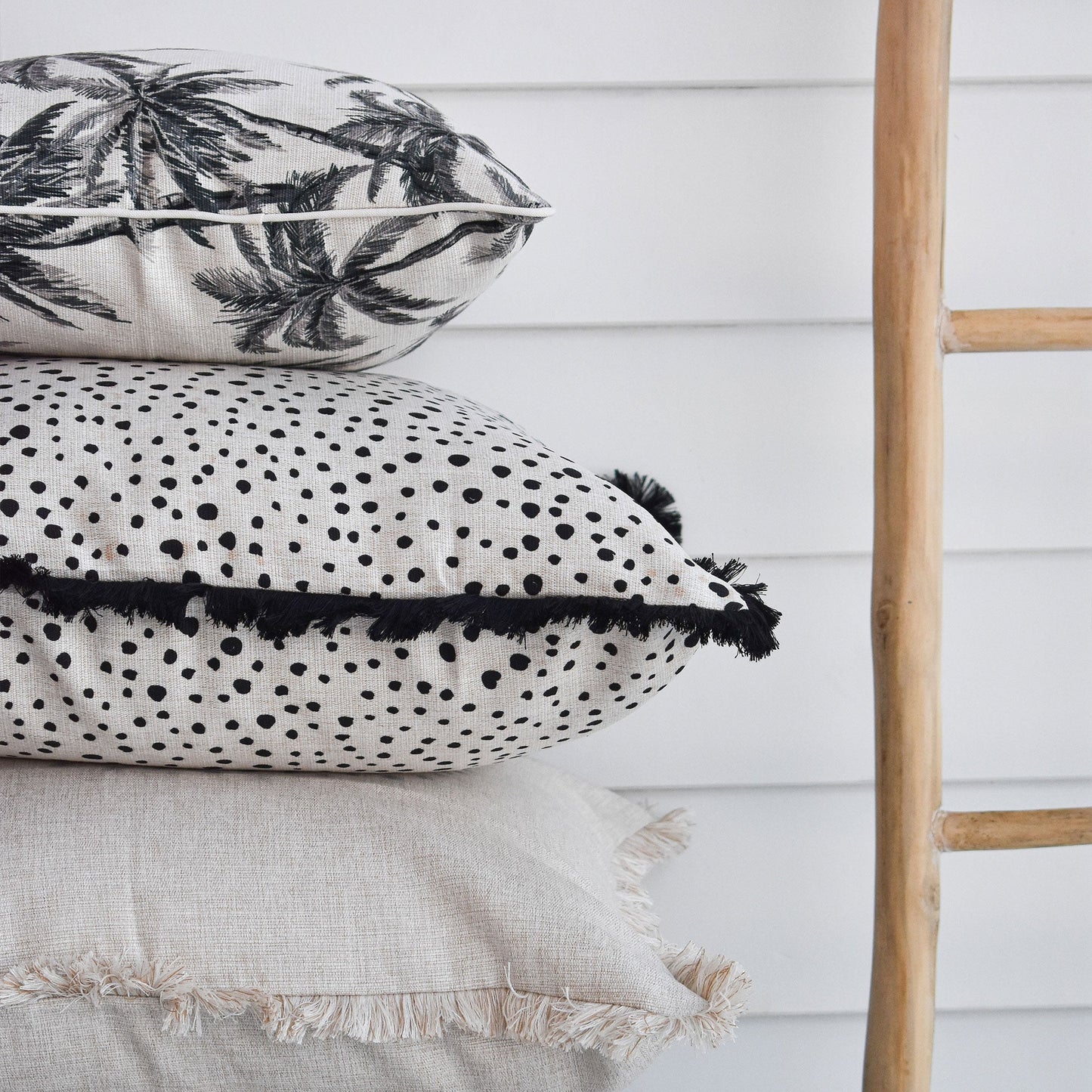 Cushion Cover-Coastal Fringe Black-Lunar-45cm x 45cm