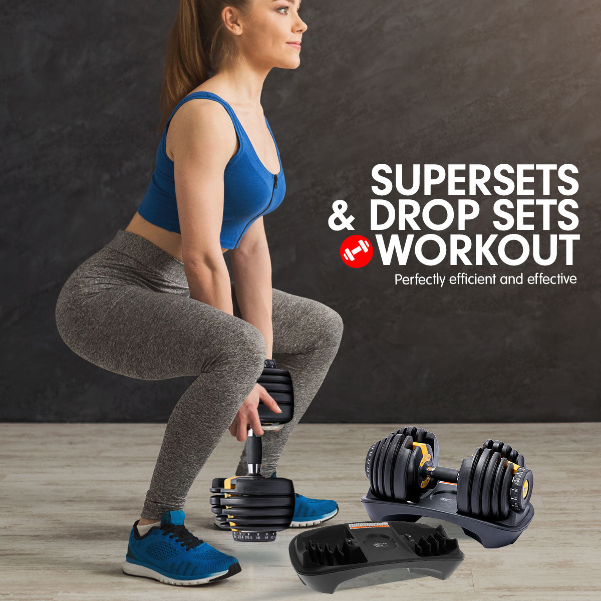 Powertrain 1x 24KG Adjustable Home Gym Dumbbell - Gold