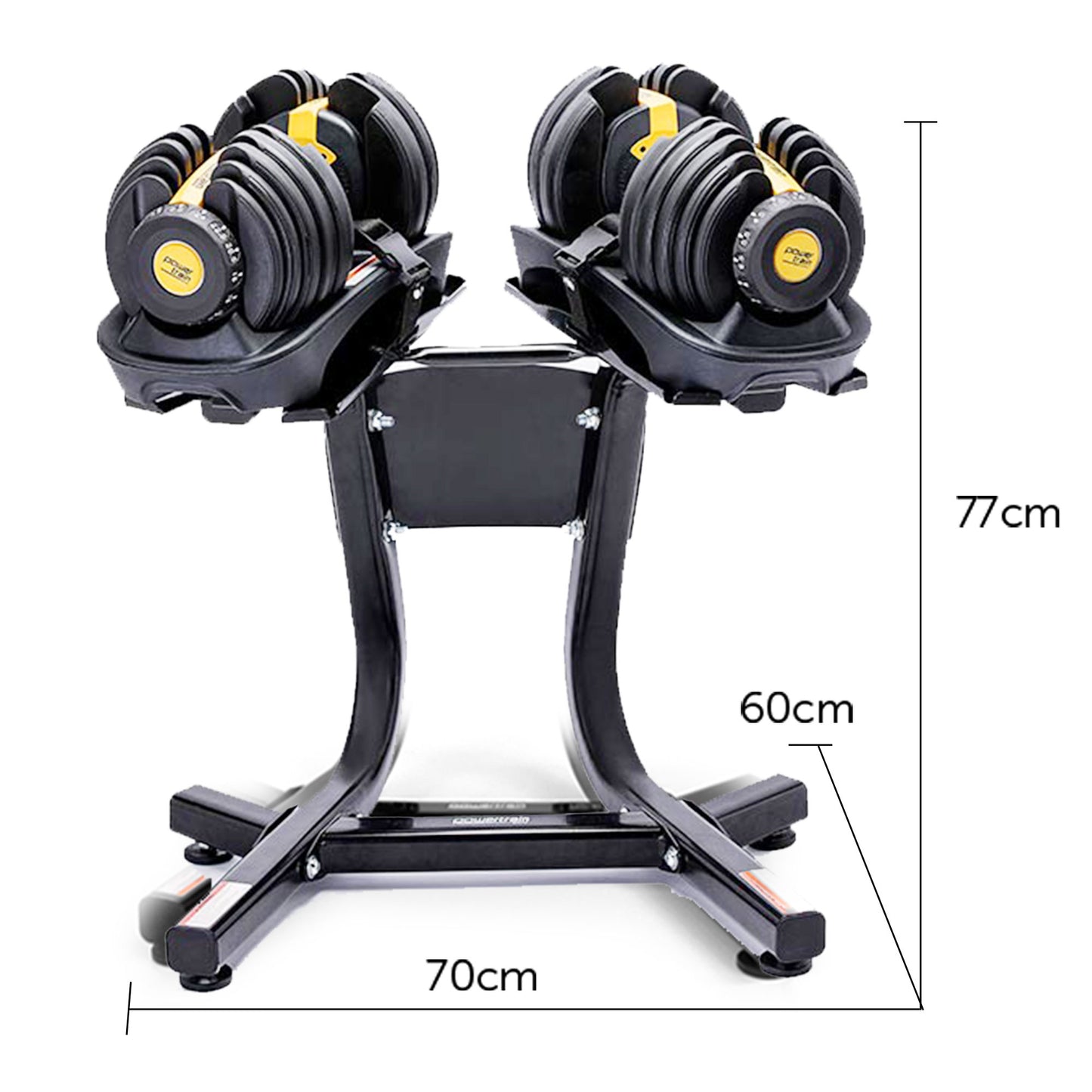Powertrain 48KG Adjustable Dumbbell Set With Stand - Gold