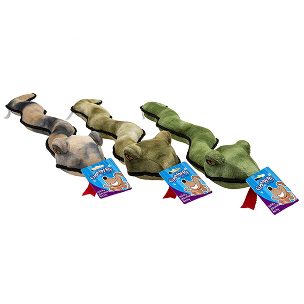 Chompers Dog Toy Plush Snake - 1 x Colour Randomly Selected