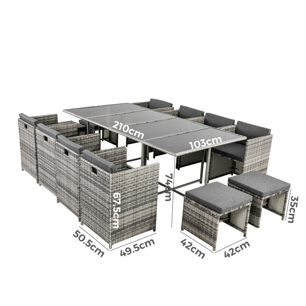 Bali 13PC Outdoor Dining Set – Grey