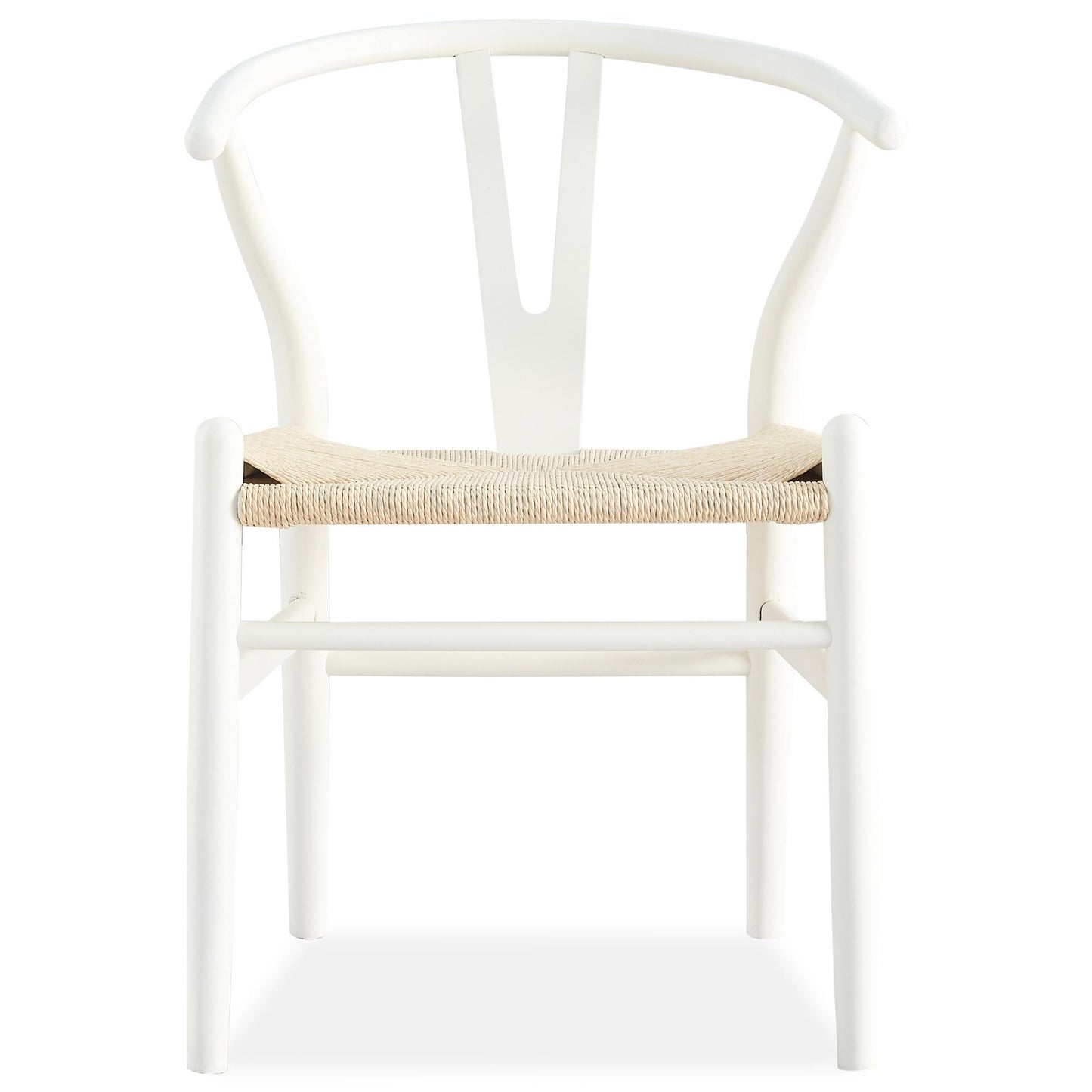 Anemone Set of 6 Wishbone Dining Chair Beech Timber Replica Hans Wenger - White