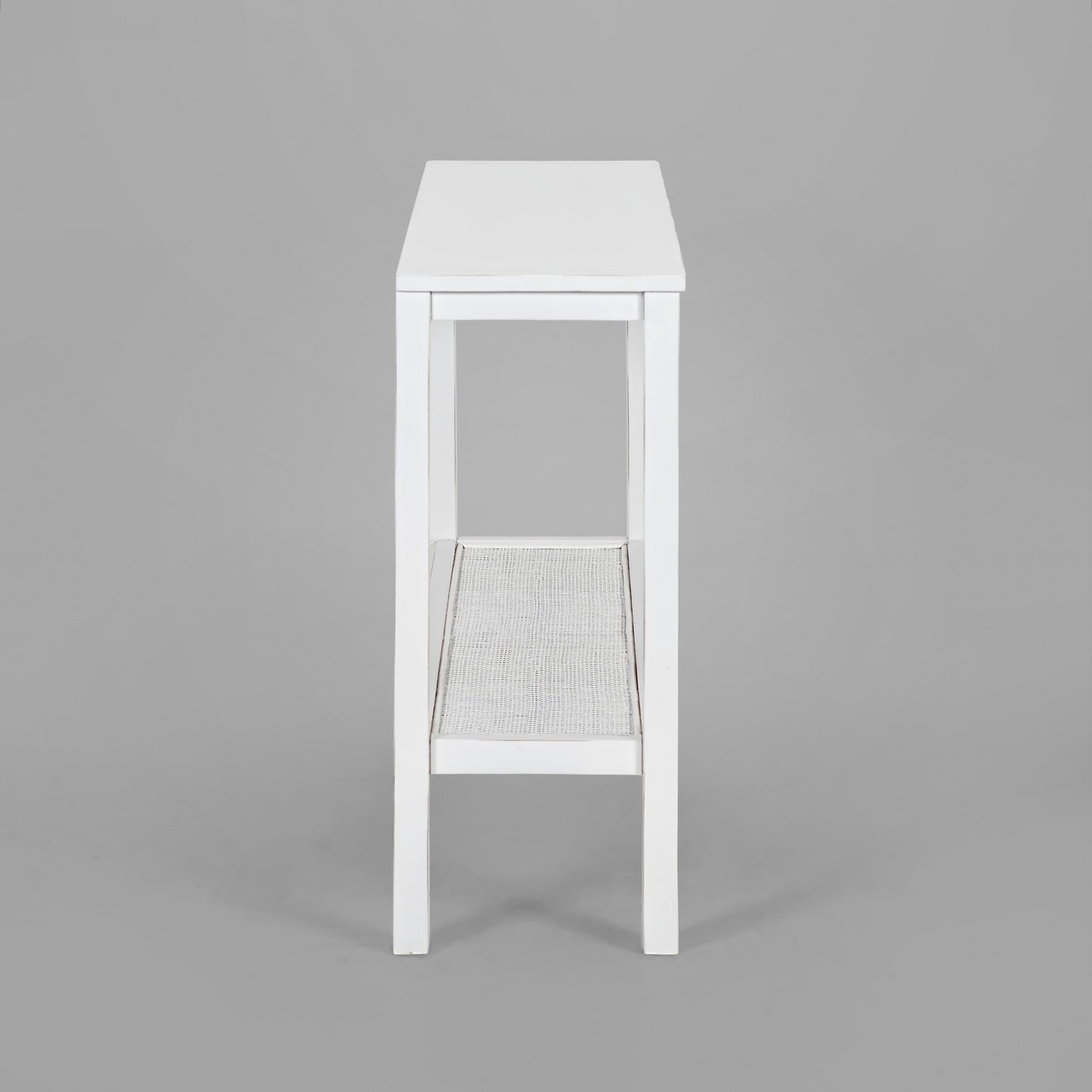Jasmine Console Hallway Entry Table 110cm Mindi Timber Wood Rattan - White