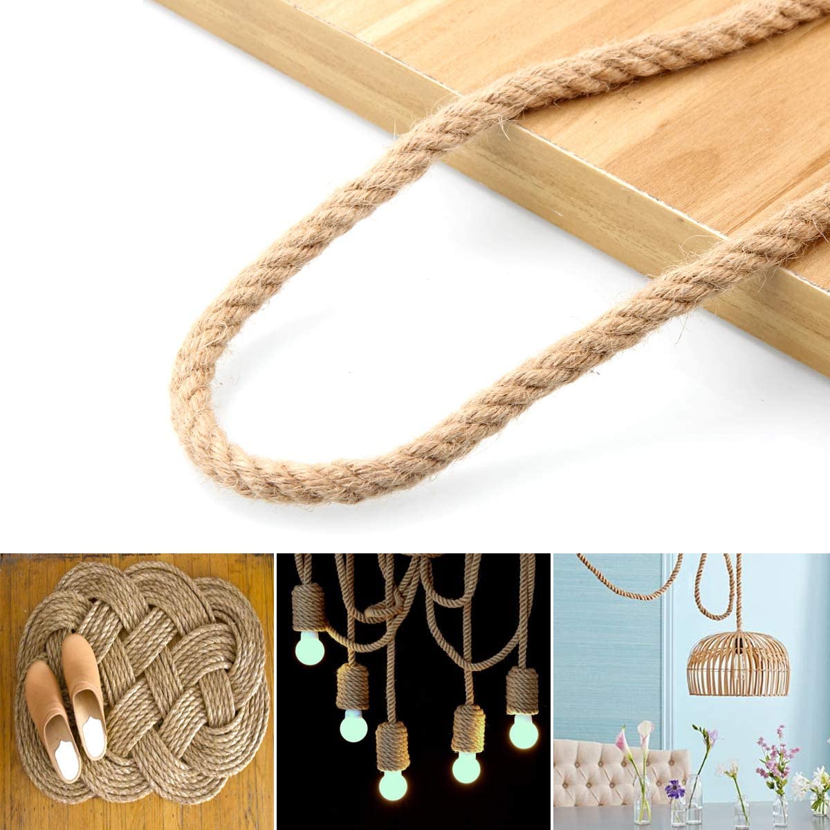 10m Sisal 20mm Rope Natural Twine Cord Thick Jute Hemp Manila Crafting Home Decor