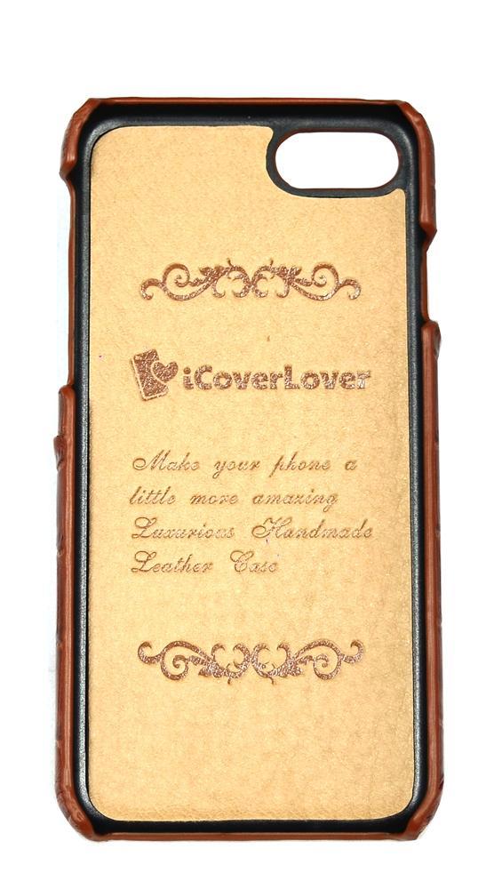 For iPhone SE 5G (2022), SE (2020) / 8 / 7 Case, Light Brown Crocodile Pattern Genuine Leather Protective Shell