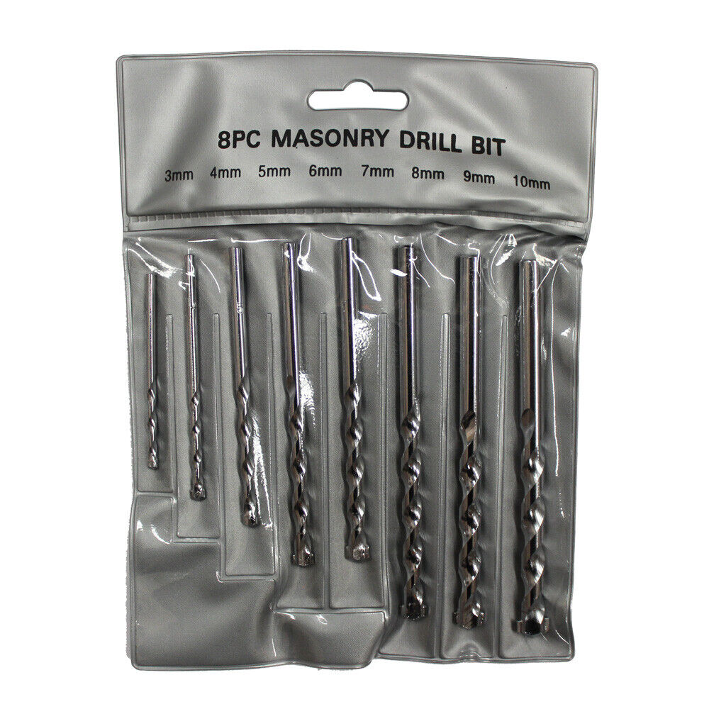 8pcs Masonry Drill Bit Set 3-10mm Carbide Tip Brick Wall Concrete