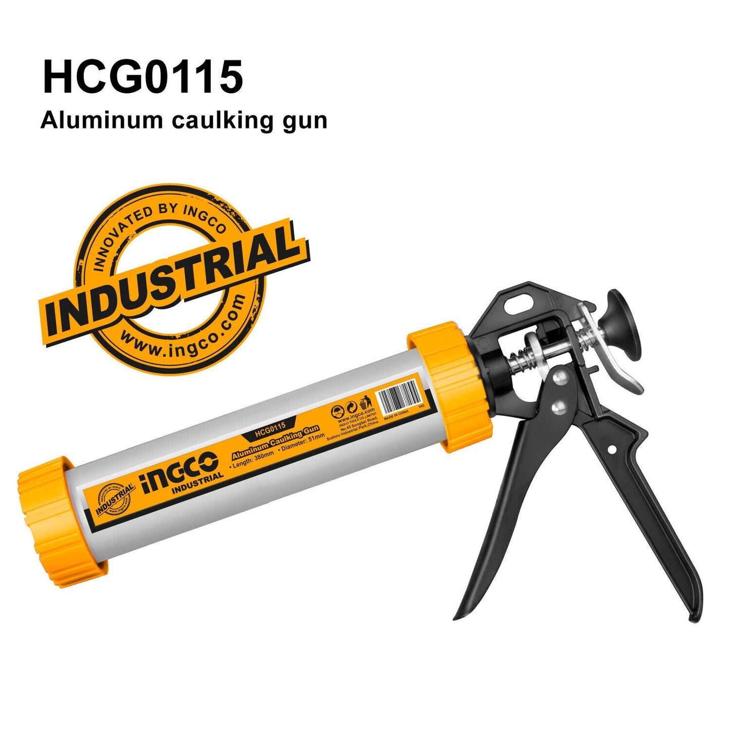 INGCO Aluminum Caluking Gun 9"/12"/15" Sausage Sealing Silicone Sealant Glue