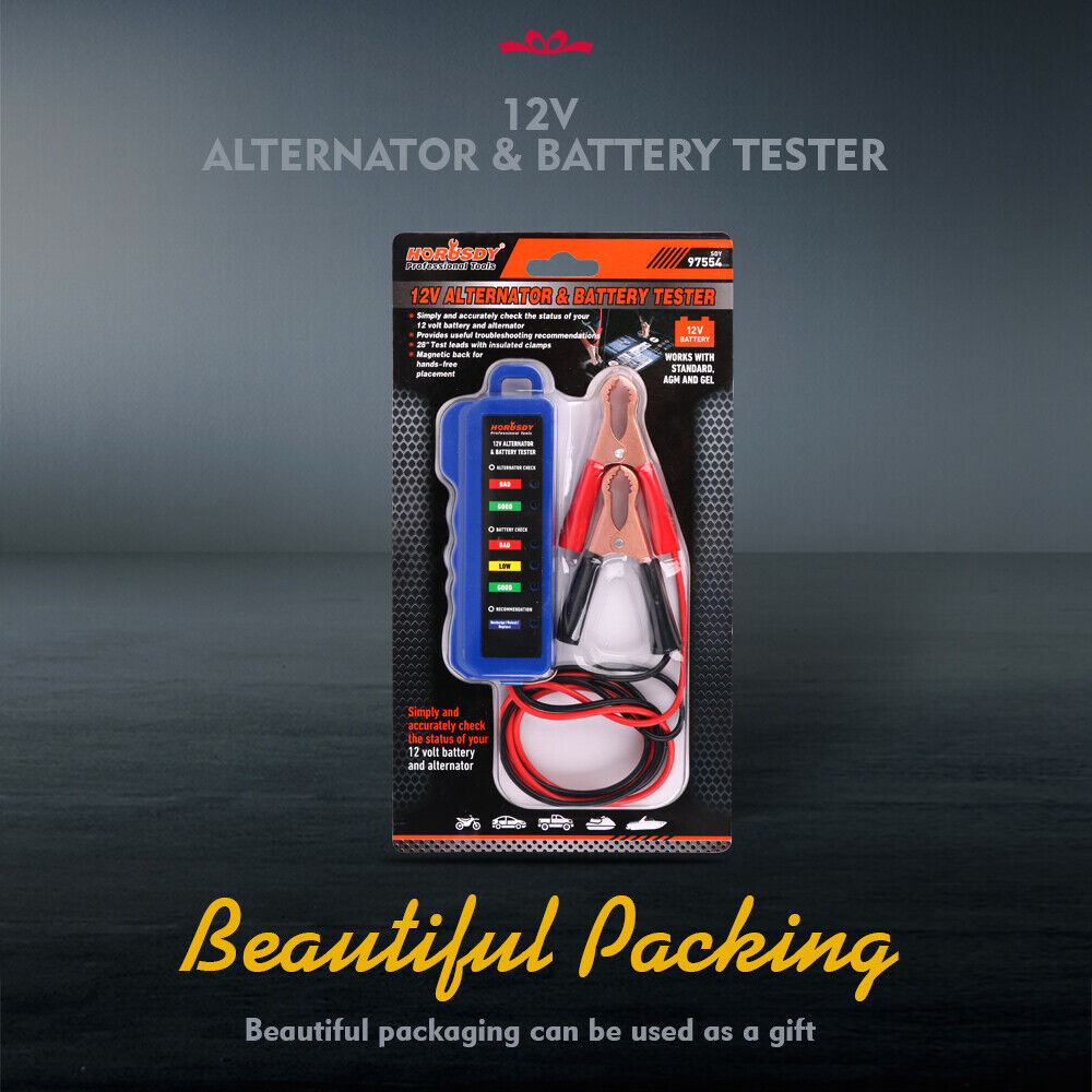 Digital 12V Alternator Battery Tester Car Load Tester Automotive Voltage Check