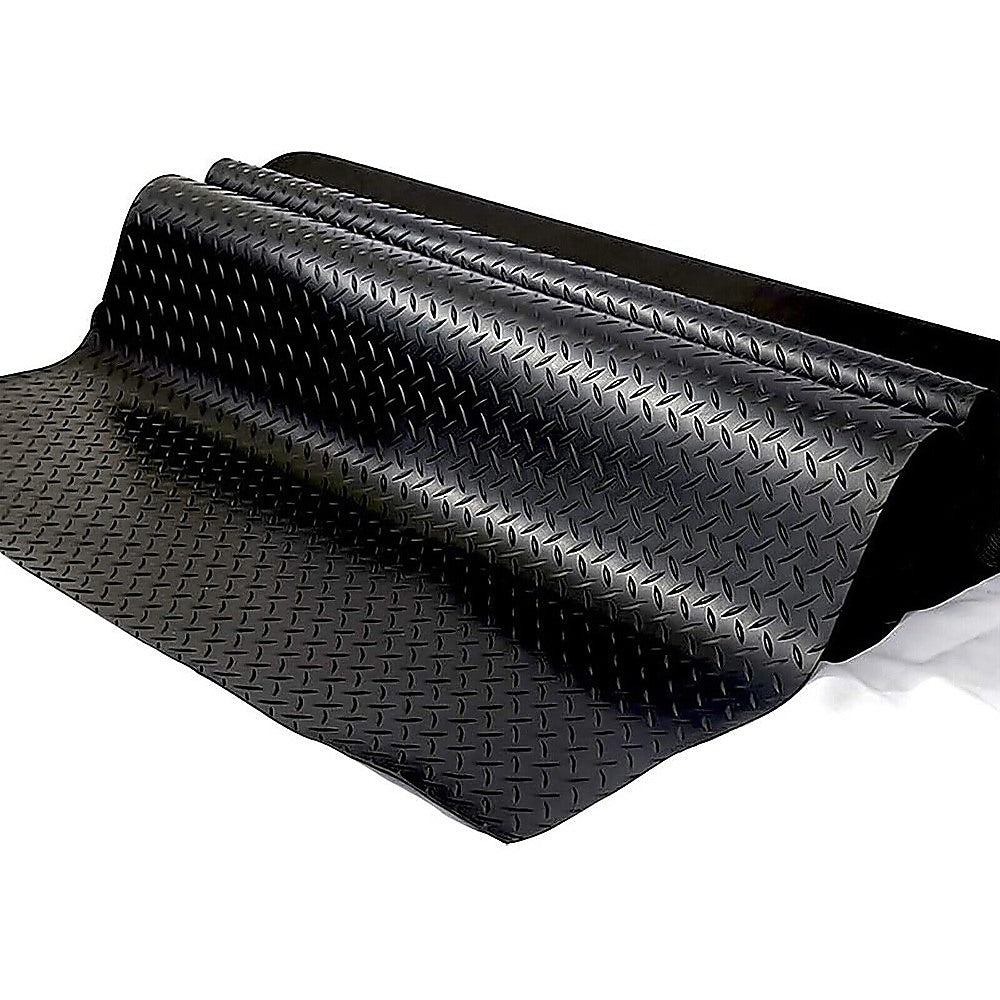 Diamond Plate PVC Garage Floor Mat Roll – 2.5mm Thick, Non-Slip, Waterproof, Blue, Industrial Style, Custom Lengths