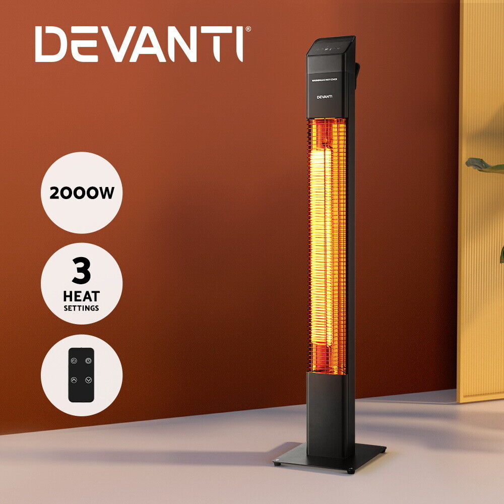 Devanti Radiant Tower Heater Electric Portable Remote Control 2000W He ...