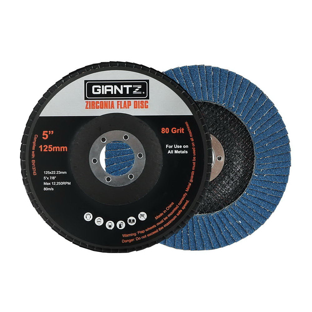Giantz 20 PCS Zirconia Sanding Flap Disc 5" 125mm 80Grit Angle Grinding Wheel