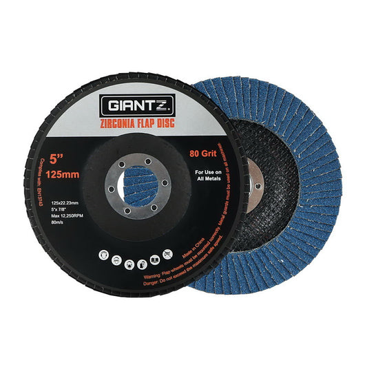 Giantz 20 PCS Zirconia Sanding Flap Disc 5" 125mm 80Grit Angle Grinding Wheel