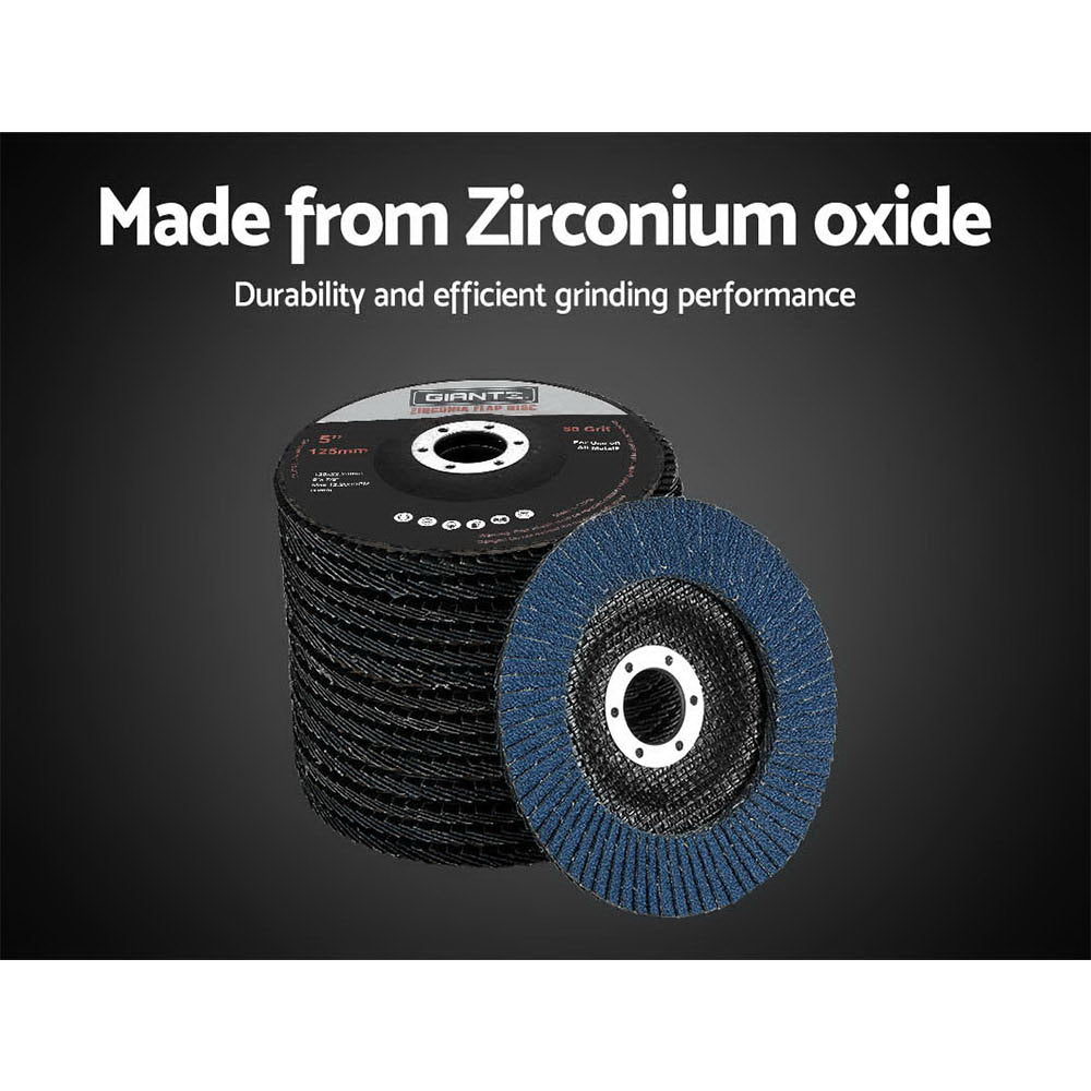 Giantz 20 PCS Zirconia Sanding Flap Disc 5" 125mm 80Grit Angle Grinding Wheel
