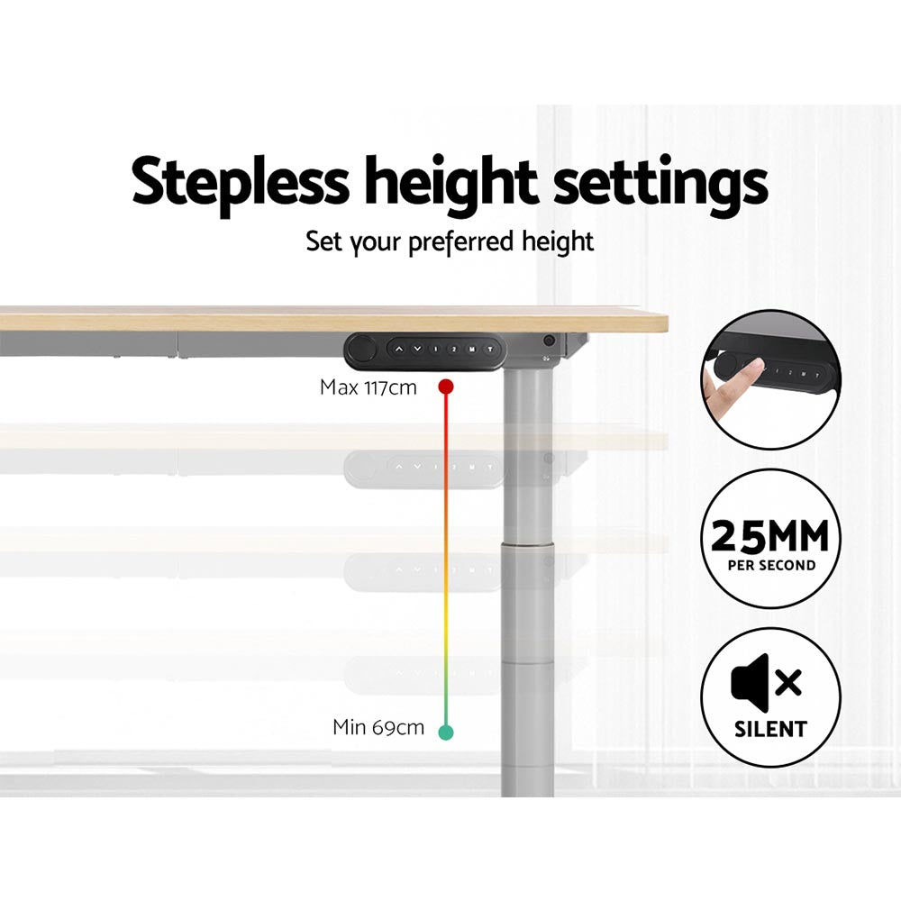 Artiss Electric Standing Desk Motorised Adjustable Sit Stand Desks Grey Oak