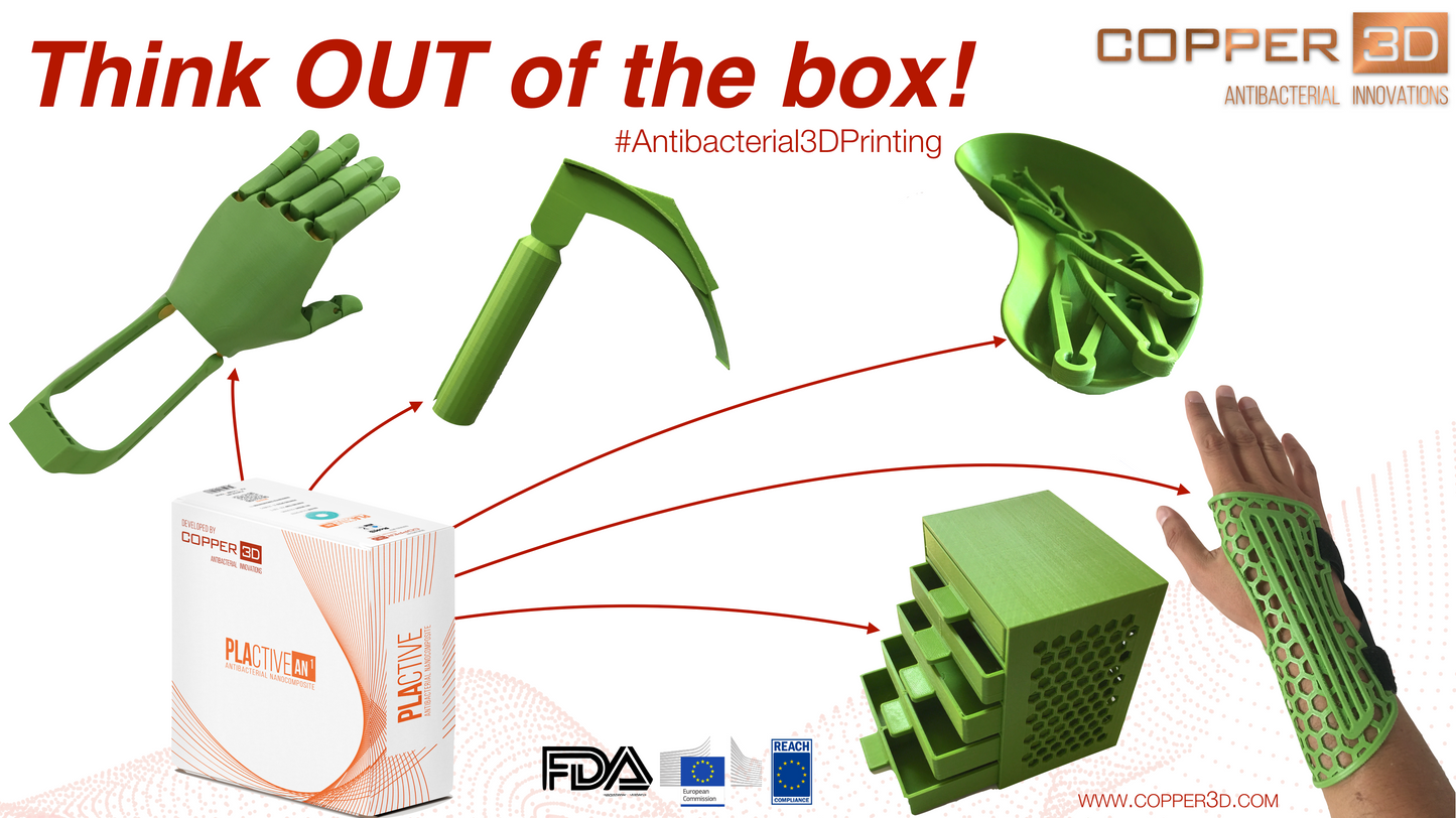 PLA Filament Copper 3D PLActive - Innovative Antibacterial 2.85mm 50gram Apple Green Color 3D Printer Filament