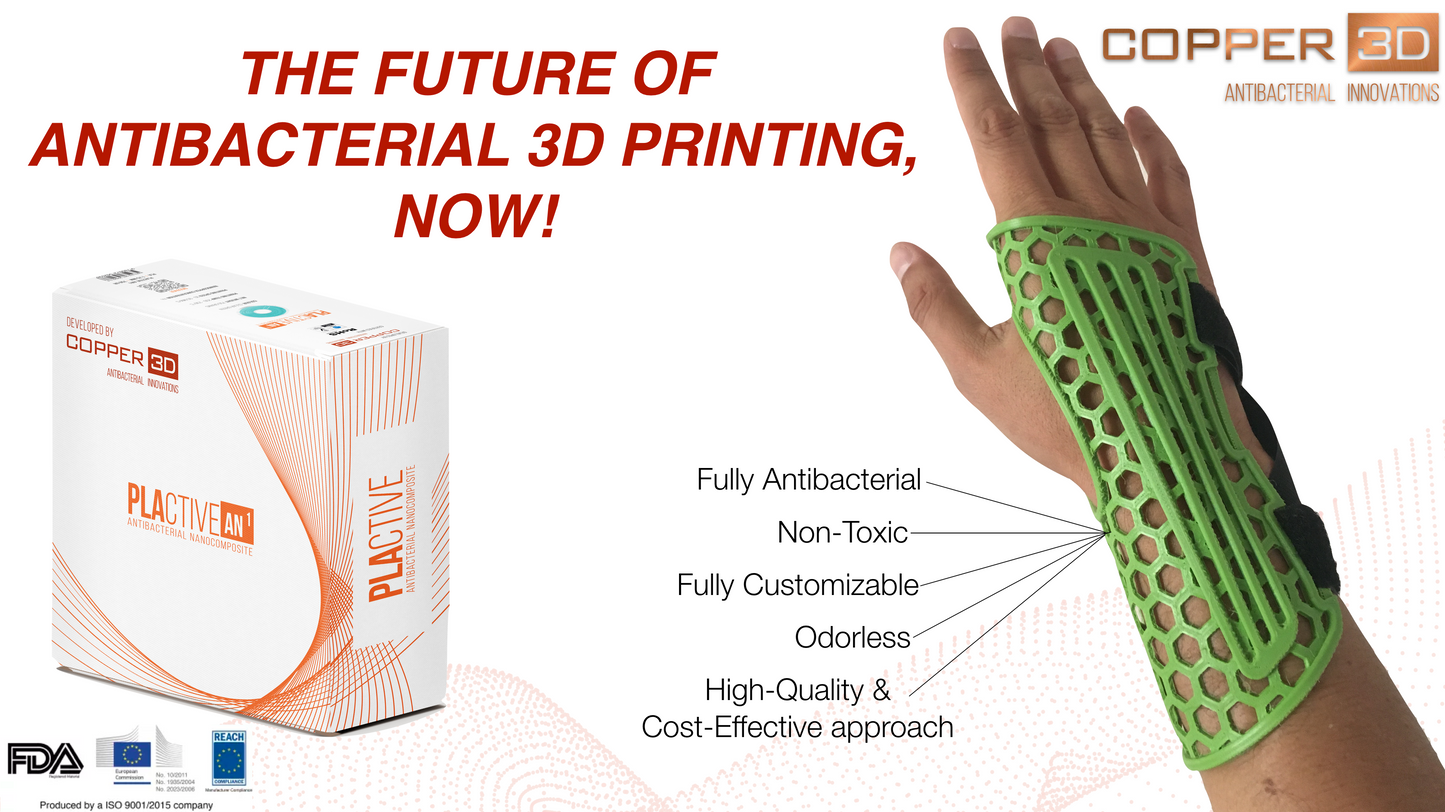 PLA Filament Copper 3D PLActive - Innovative Antibacterial 2.85mm 50gram Apple Green Color 3D Printer Filament
