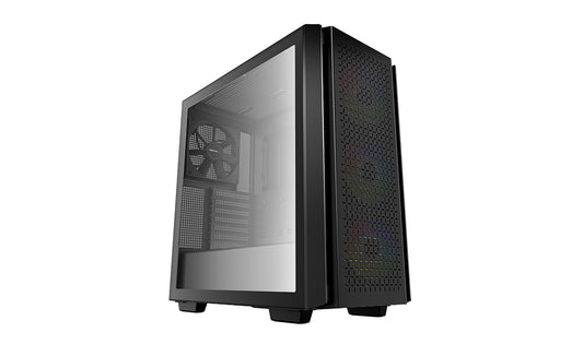 DEEPCOOL CG560 E-ATX Mid-Tower Case, Tempered Glass Side Panel, 4xPre-Installed Fans, 6 Fan Capacity, Abundant Airflow