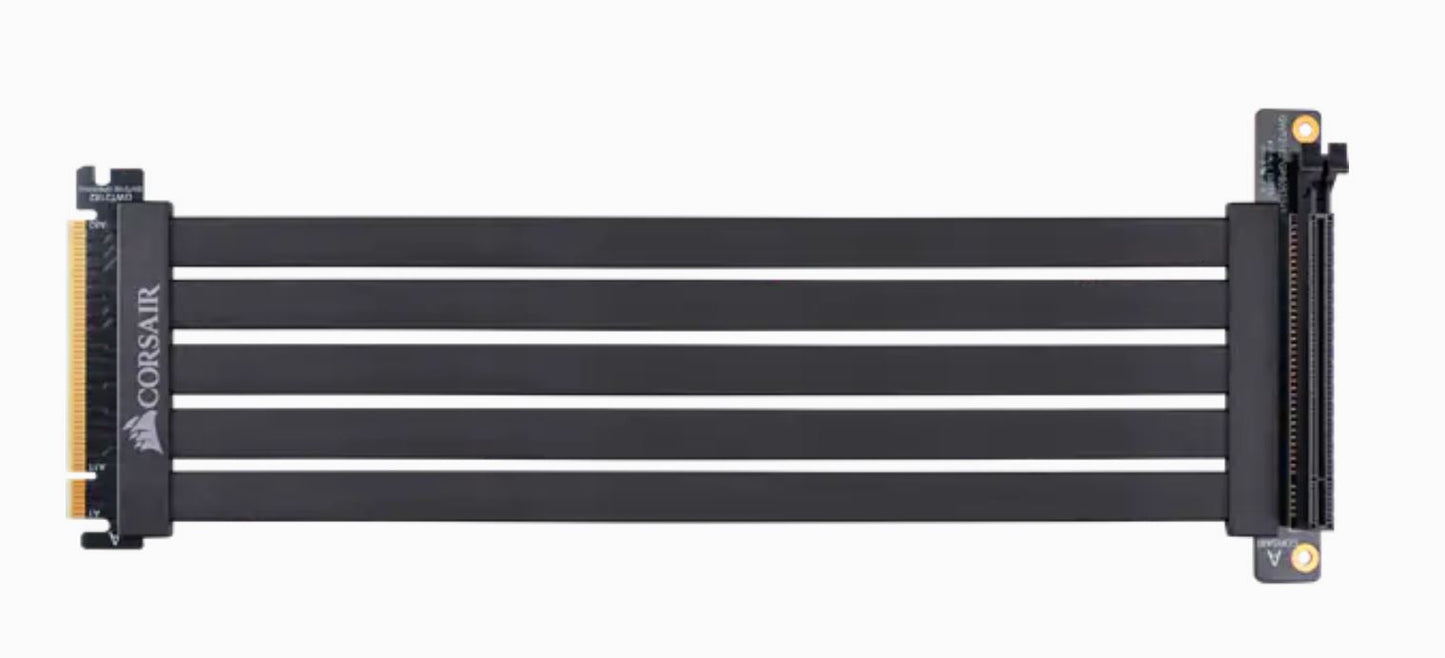 CORSAIR Premium Full-speed PCIE 3.0 X16 Bandwidth Extension Cable 300mm 90° female PCIe connector Electromagnetic interference EMI shielded. Fully Flexible