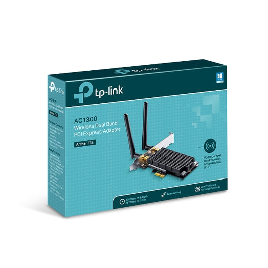 TP-Link Archer T6E AC1300 Wireless Dual Band PCIe Adapter, 867Mbps @ 5GHz, 400Mbps @ 2.4GHz