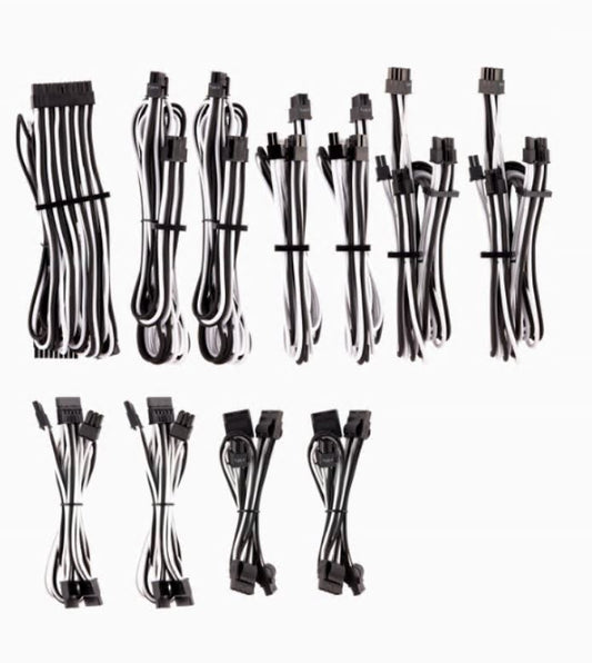 CORSAIR Corsair PSU - WHITE/BLACK Premium Individually Sleeved DC Cable Pro Kit, Type 4 Generation 4