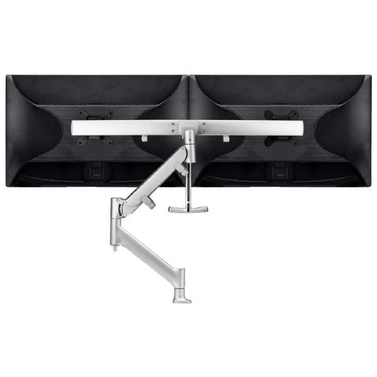 Atdec AWM Single Arm - Dual Rail - up to 2x 27" wide screens - <16kg - F Clamp - Silver