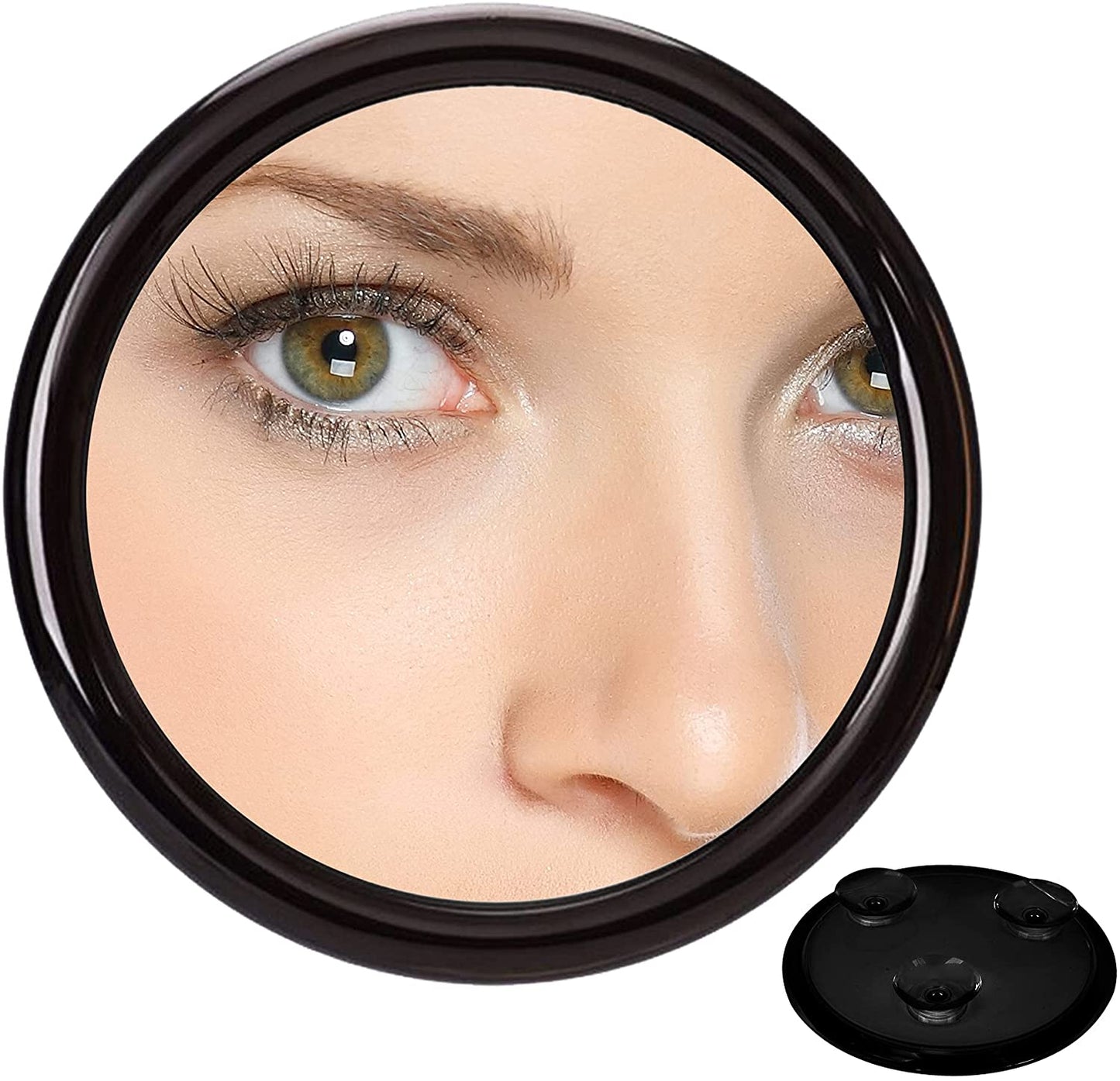 20X Magnifying Hand Mirror with Suction Cups Use for Makeup Application, Tweezing, and Blackhead/Blemish Removal (15 cm Black)
