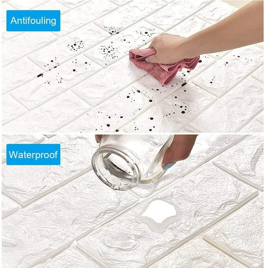 10PCS 3D Foam White Brick Self Adhesive Home Wallpaper Panels 60 x 60cm