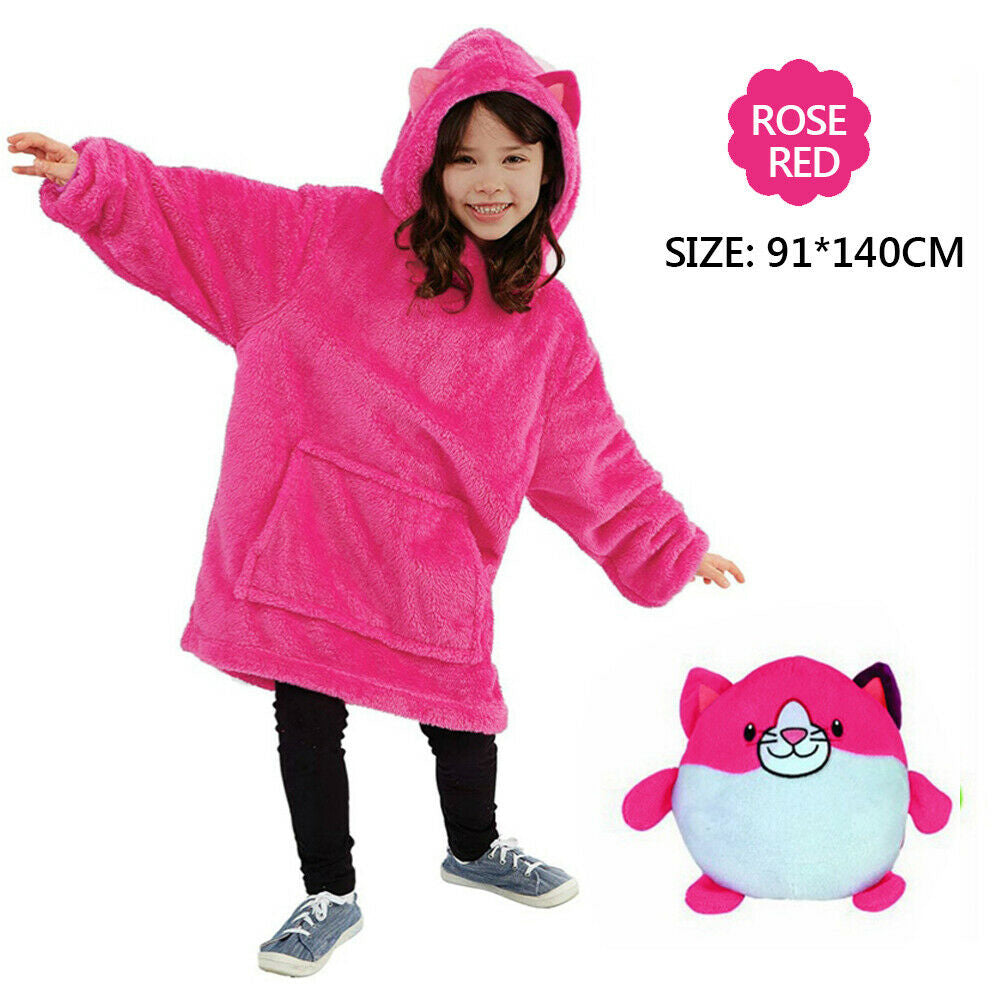 Kids Comfy Blanket Hoodie Ultra Plush Giant Sweatshirt Huggle Fleece Warm Hooded