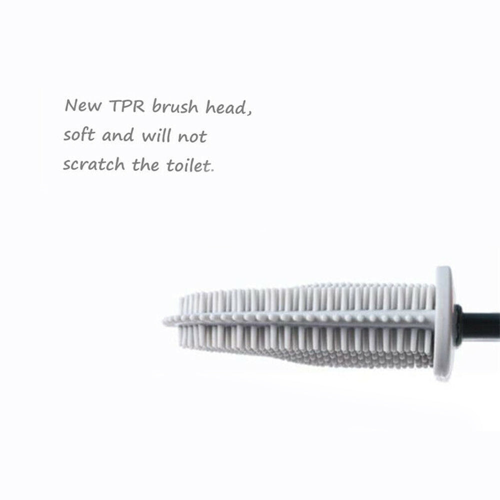 2PCS Bathroom Silicone Bristles Toilet Brush with Holder Creative Cleaning Brush