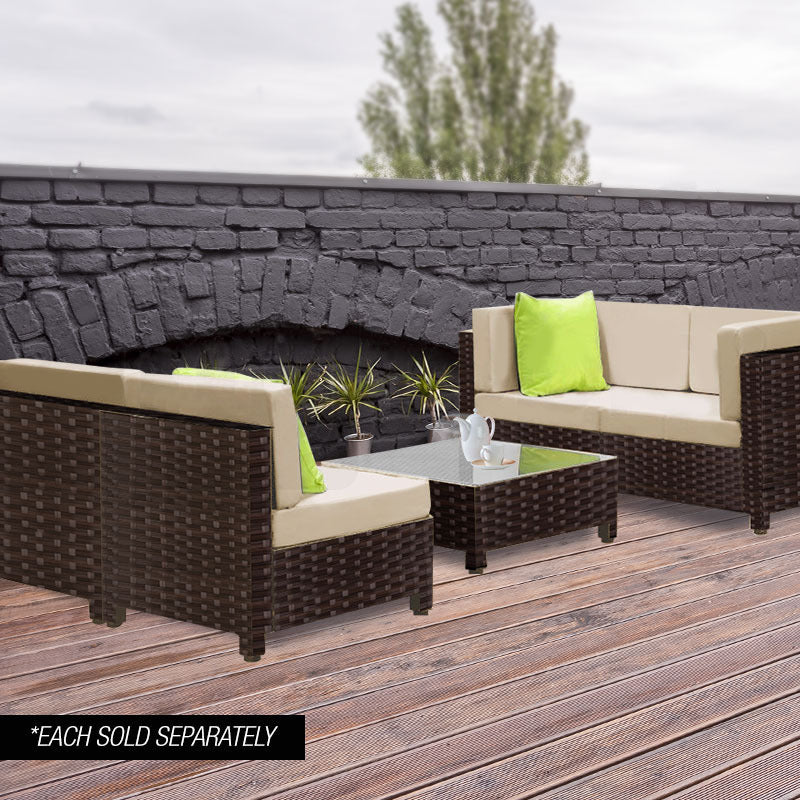 LONDON RATTAN Ottoman Outdoor Wicker Furniture Garden Sofa Lounge Foot Stool