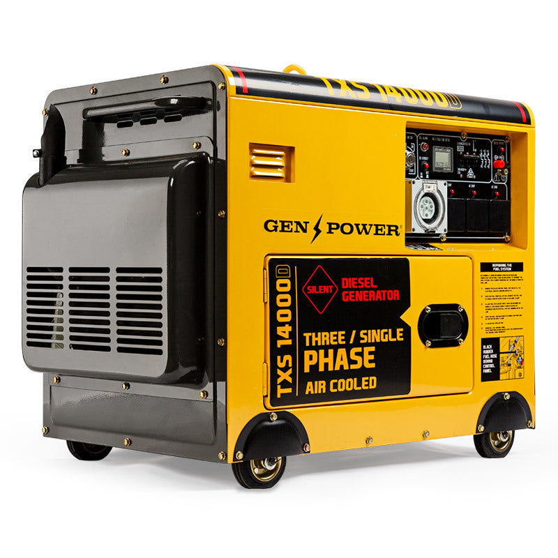 Genpower Portable Diesel Generator GenPower 7kW Peak Three Single Phase Key Sta ...
