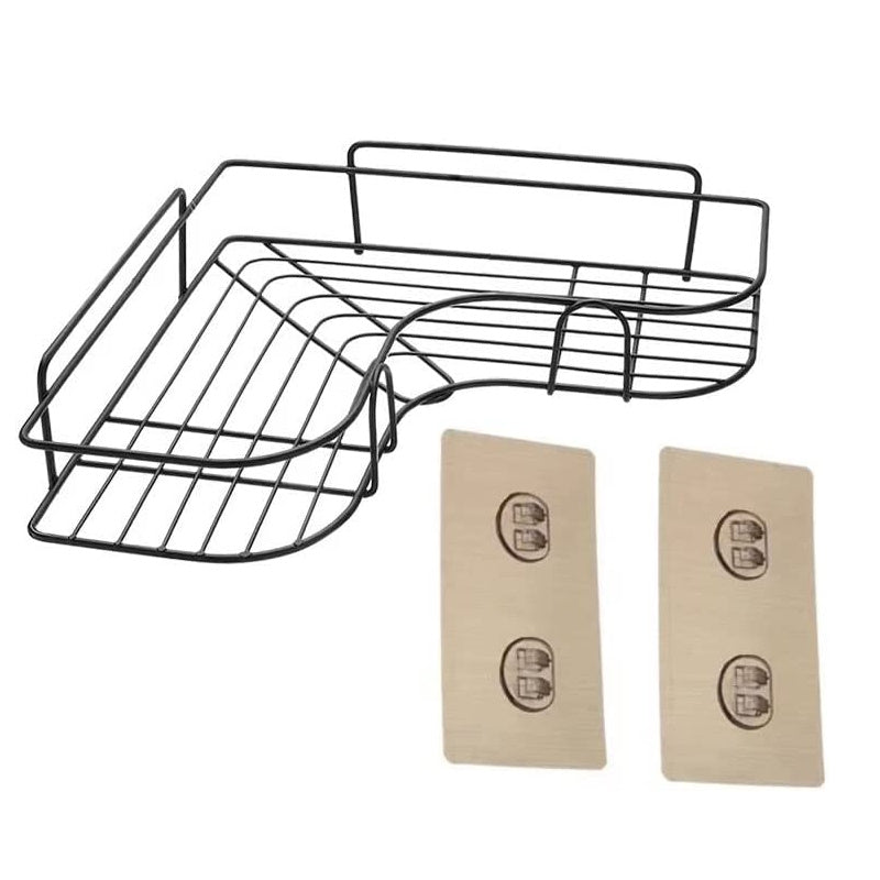 GOMINIMO Corner Shower Caddy with Hooks and Adhesive (Black) GO-CSS-100-SF