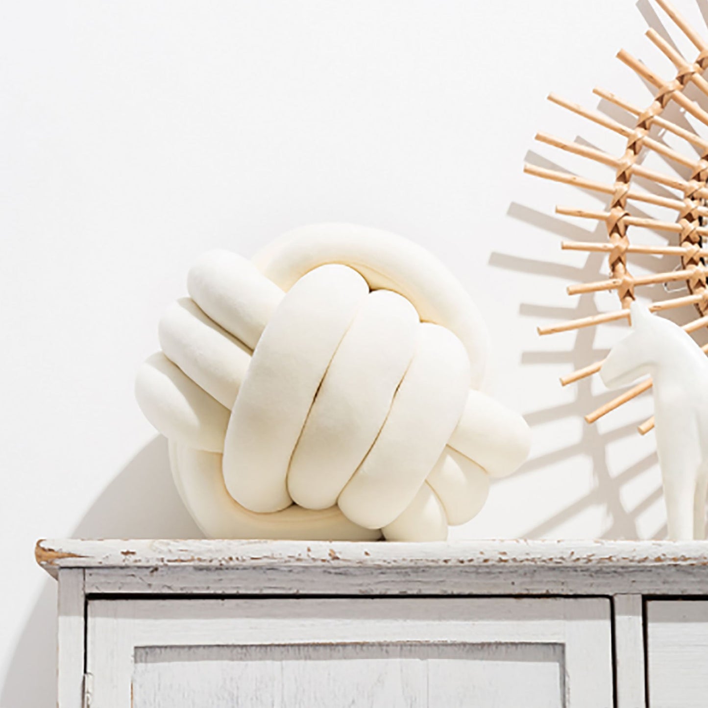 Cushion-Velvet Knot-Cream-30cm x 30cm