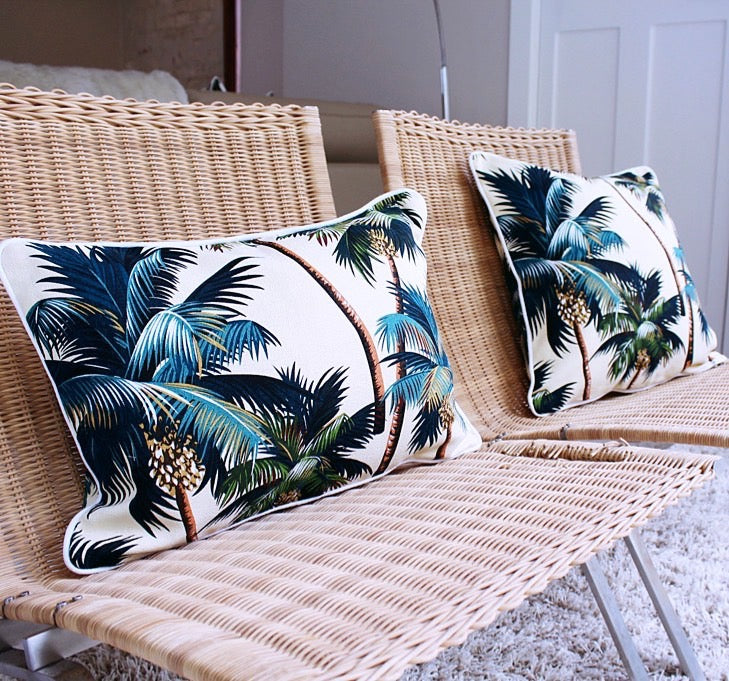 Cushion Cover-With Piping-Palm Trees Natural-35cm x 50cm