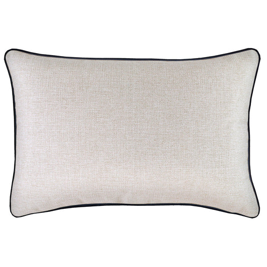 Cushion Cover-With Black Piping-Natural-35cm x 50cm