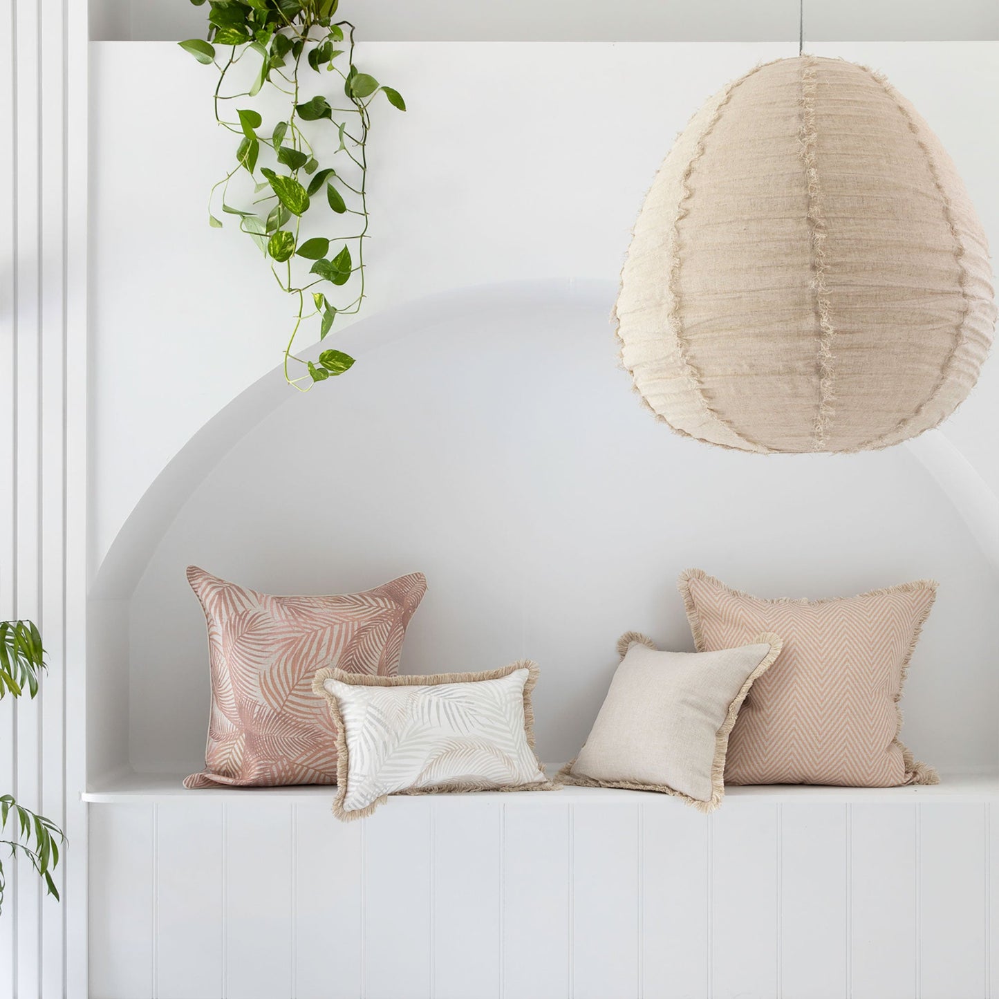 Cushion Cover-Coastal Fringe Natural-Solid Natural-45cm x 45cm