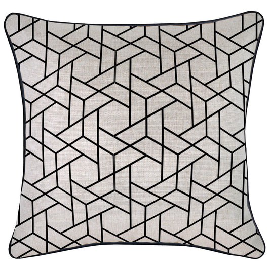 Cushion Cover-With Black Piping-Milan Black-45cm x 45cm