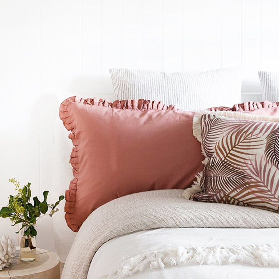 Cushion Cover-Coastal Fringe-Seminyak Rose-35cm x 50cm