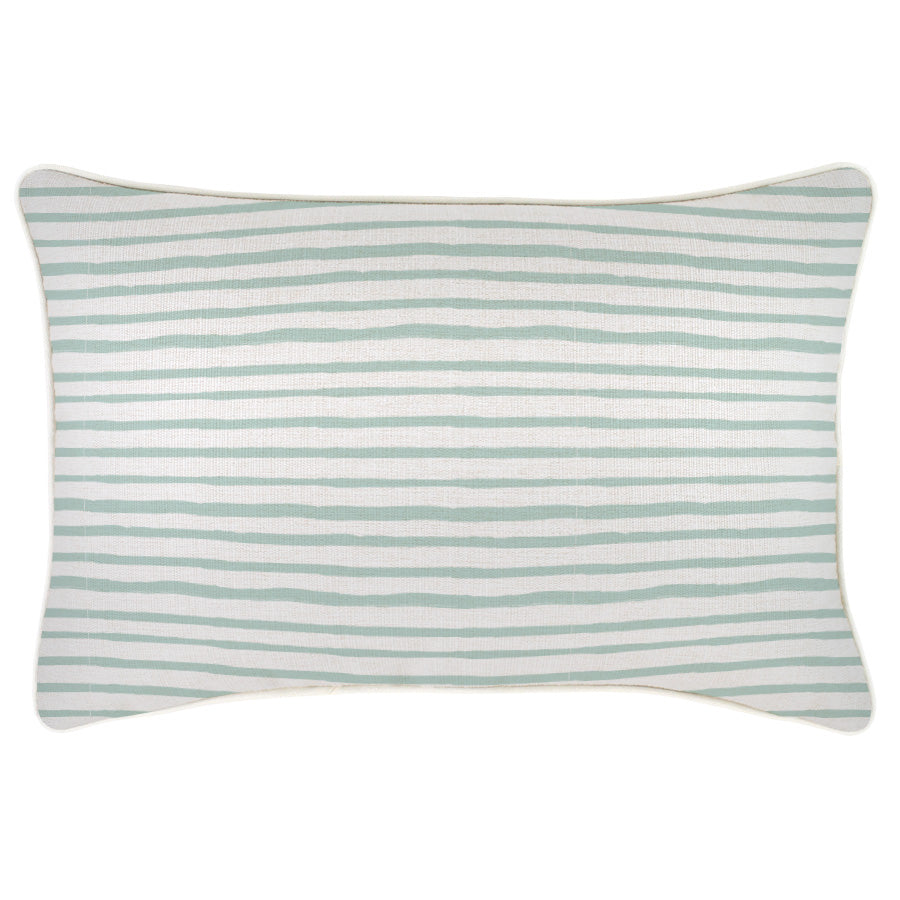 Cushion Cover-With Piping-Paint Stripes Pale Mint-35cm x 50cm