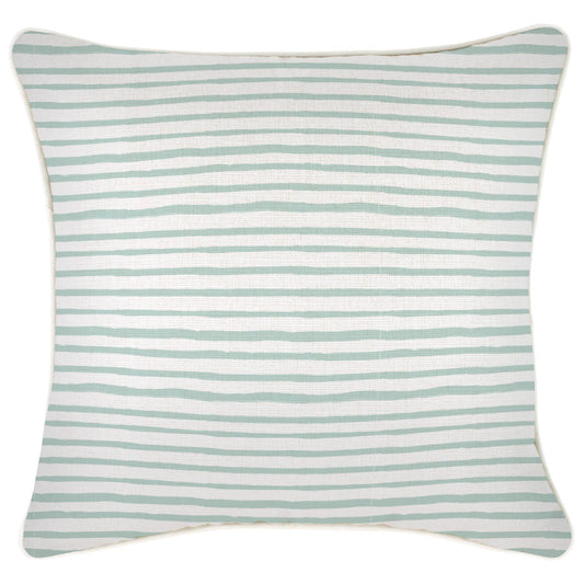 Cushion Cover-With Piping-Paint Stripes Pale Mint-45cm x 45cm