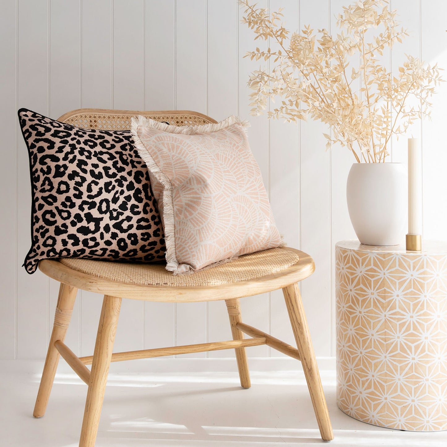 Cushion Cover-With Black Piping-Jungle Peach-45cm x 45cm