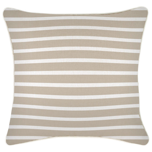 Cushion Cover-With Piping-Hampton Stripe Beige-45cm x 45cm