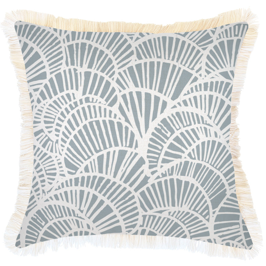 Cushion Cover-Coastal Fringe Natural-Positano Smoke-45cm x 45cm